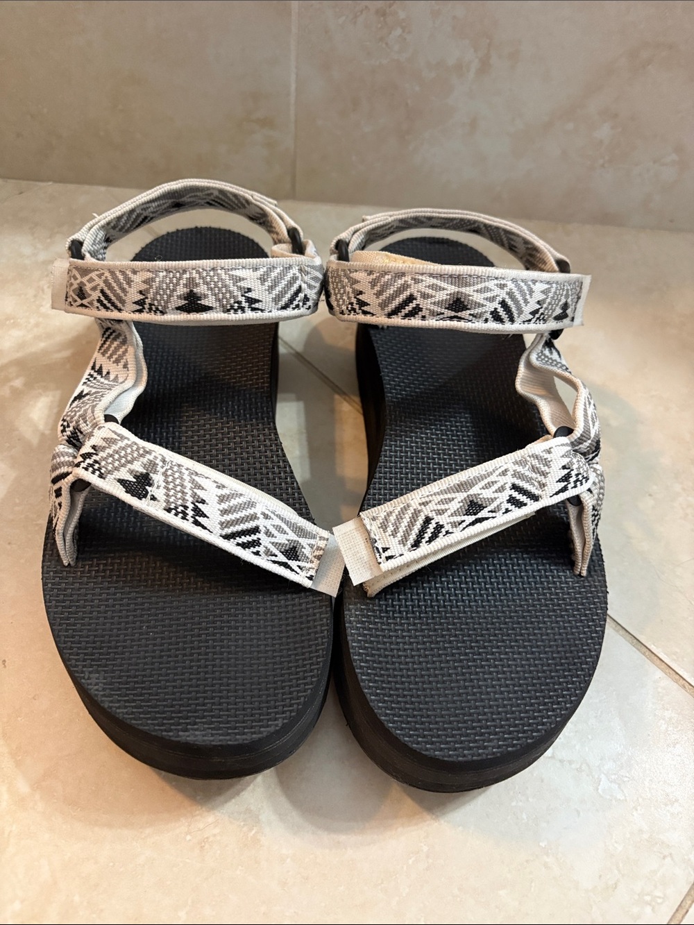 Teva Black and White Platform Sandals